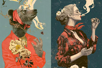 draw a unique illustration in a vintage style
