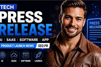 write tech press release for ai saas software app and product launch news SEO PR