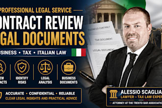 review business contracts, tax and legal documents under italian law