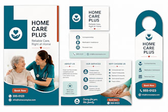 design a corporate brochure, tri fold flyer, and door hanger in canva
