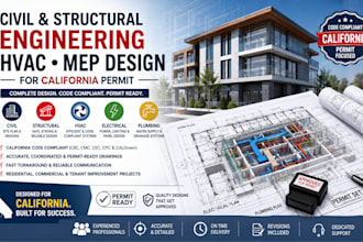 civil structural engineering hvac mep design for california permit