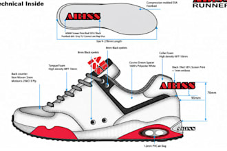 design custom footwear, sneaker concepts and manufacturing tech packs