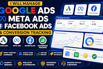 manage google ads, meta ads, facebook ads and tracking