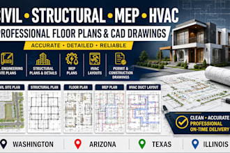 draft civil structural mep hvac floor plans for washington arizona texas and il