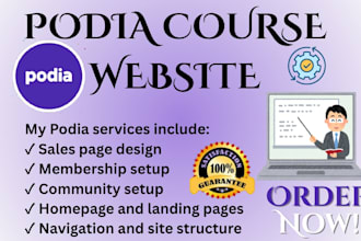 build your podia online course website, community, course and sales page