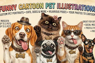 draw a funny cartoon illustration of your pet