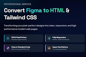 convert figma to html css and tailwind css responsive landing page