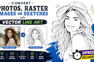 convert photos raster images or sketches into vector line art