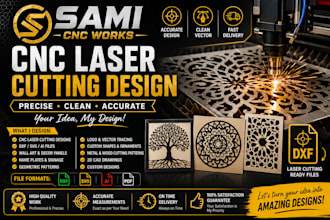 create professional cnc laser cutting dxf files and vector designs
