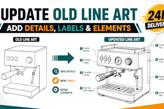update old line art with new details labels or elements