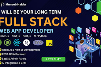 full stack developer react js developer next js developer web app development