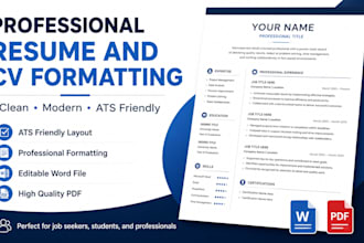 professionally format and redesign your resume or CV