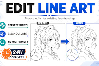 edit line art to correct shapes outlines and small details