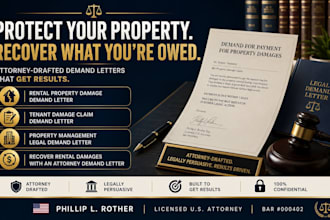 draft an aggressive tenant damage claim demand letter by a US lawyer