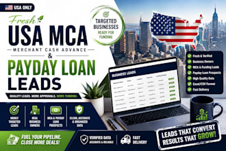 offer fresh USA mca merchant cash advance business leads, payday loan leads