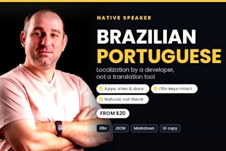 translate and localize your app, website or docs to brazilian portuguese