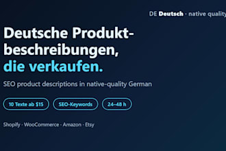 write 10 SEO product descriptions in native quality german