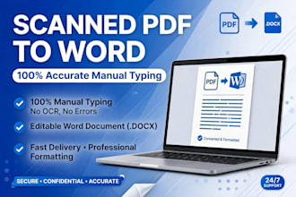 retype scanned pdf, image to word document and bold text accurately