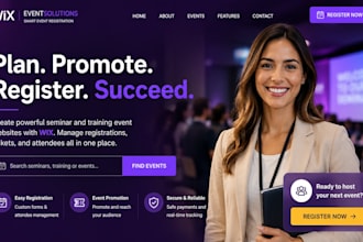 design wix seminar registration website event registration training event site