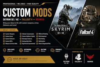 create edit custom weapon armor skyrim se ae mods fallout 4 follower mod redmod