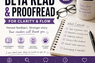 beta read your book and provide thoughtful reader feedback
