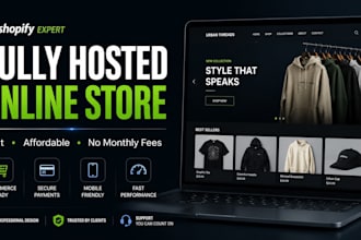 build a professional ecommerce website, fully hosted, no monthly fees