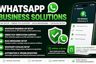 setup whatsap API green tick verification bulk messaging and catalog