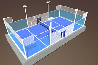 design 3d stadium, 3d padel court, baseball and 3d sport facility rendering