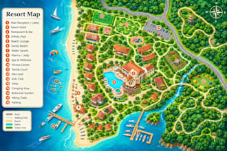 design tourist map travel map visitor guide destination map illustration map