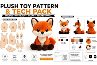 design custom plush toy sewing patterns and production tech packs