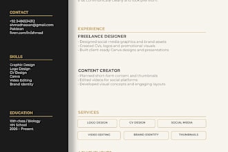 design a professional modern CV resume and cover letter