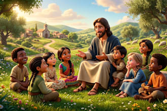do christain children book illustration children book bible theme illustration