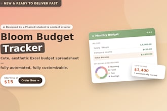 design a cute aesthetic excel budget tracker spreadsheet