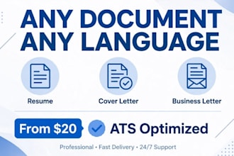 write any document, resume, cover letter, motivation letter in any language