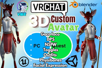 model custom vrchat furry avatar, vrc furry model, 3d nsfw furry character vrm