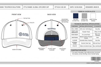 fashion design custom hat tech pack cap tech pack bucket trucker snapback mockup