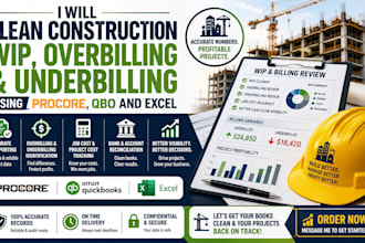clean construction wip overbilling underbilling using procore qbo and excel