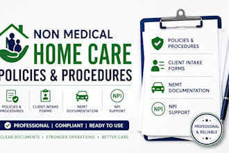 write non medical home care policy and procedure client intake forms, npi, nemt