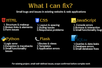 fix bugs and issues in your python flask website