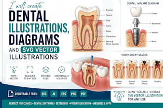 create dental illustrations, diagrams and svg vector illustrations