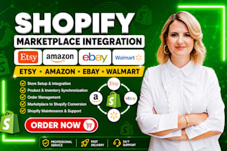 setup etsy amazon ebay walmart pod, convert to shopify and provide maintenance