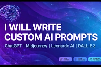 write custom ai prompts for chatgpt, midjourney, leonardo ai
