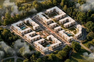 design 3d residential masterplan apartment community site plan aerial rendering