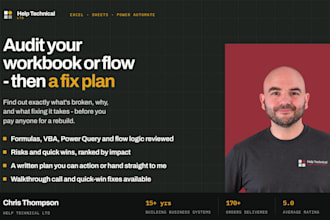 audit your excel workbook or power automate flow and give you a fix plan