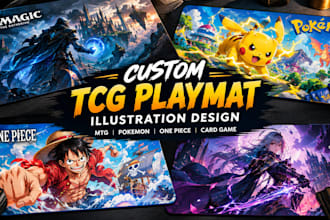 design custom playmat illustration for tcg,mtg, pokemon trainer, board game art