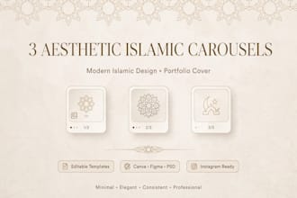 design 3 aesthetic islamic carousel posts for instagram