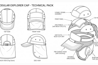 do fashion design cap tech pack cap design mockup bucket hat design dad cap