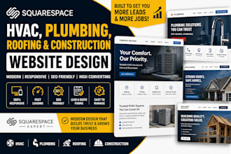 design squarespace hvac website plumbing roofing construction contractor website