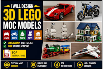 design 3d lego moc model cars bikes ships toys houses bricklink pdf instructions