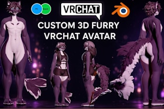 create custom furry vrchat avatar, vrc character, nsfw vrchat avatar commission